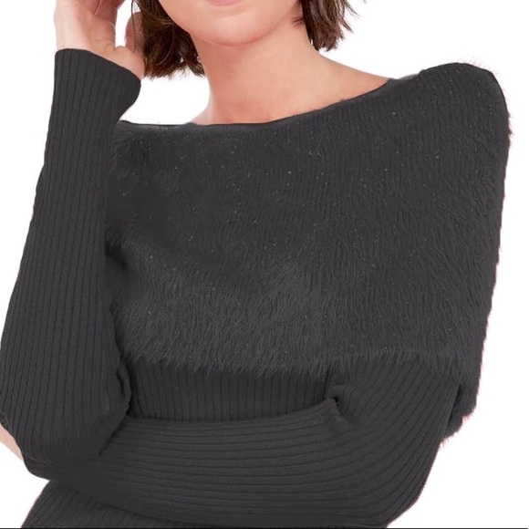 INC International Concepts- Sequined Eyelash-Knit Foldover Sweater - Picture 3 of 10